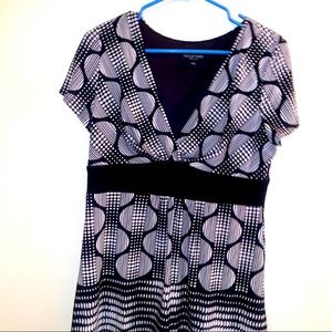 Perceptions Size 12 Petite Capped Sleeve Modern Print Polyester Spandex Blouse